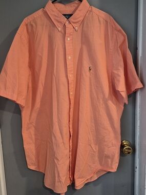 Polo by Ralph Lauren Men’s Short Sleeve Button-Down Shirt - Coral